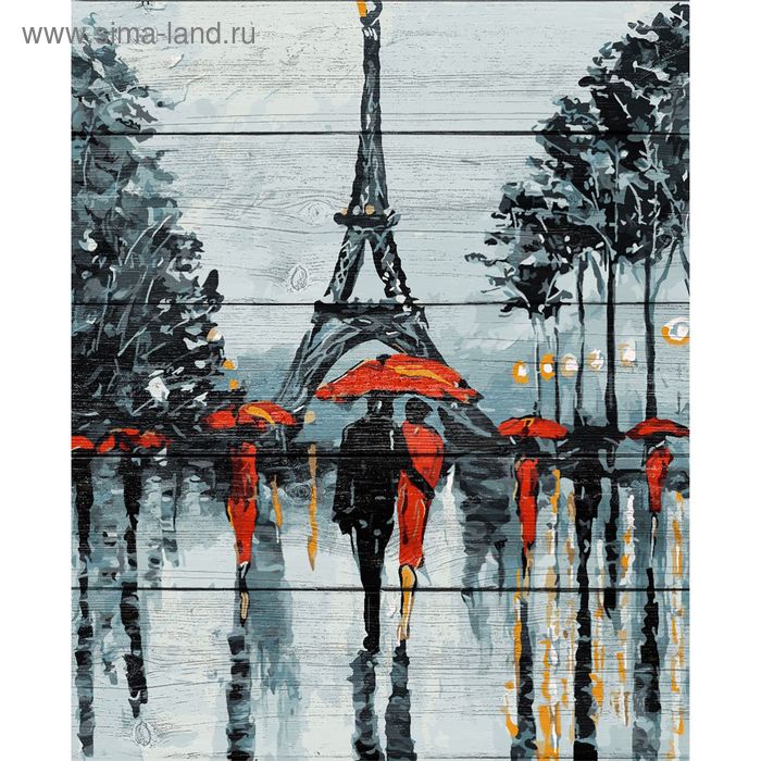 Роспись по дереву "Парижские зонтики" 40х50 см - Фото 1
