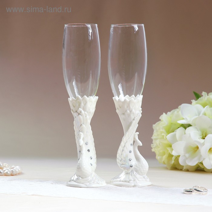 Набор свадебных бокалов "Павлины" фарфор, 250 мл 18*28*9см - Фото 1