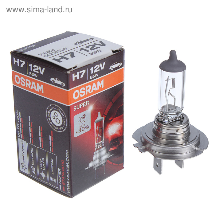 Лампа автомобильная Osram, H7, 12 В, 55 Вт, PX26d - Фото 1