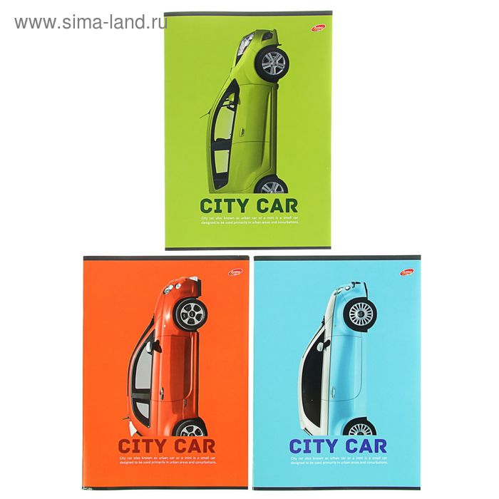 Тетрадь А4, 80 листов клетка City Car, картонная обложка, двойной уф-лак - Фото 1
