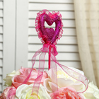 Сердце сувенирное на палочке блёстка d=8 см "Розы"вставка, розовый - Фото 2