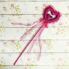 Сердце сувенирное на палочке блёстка d=8 см "Розы"вставка, розовый - Фото 3