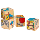 Кубики деревянные «Учим животных», набор 4 шт. - фото 8338492