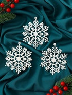 Ёлочные игрушки набор 3 шт. «Зимнее волшебство. Снежинка», d=9 см, белый - Фото 3