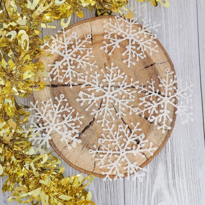 Ёлочные игрушки набор 6 шт. «Зимнее волшебство. Снежинка тоненькая», d=8 см, белый