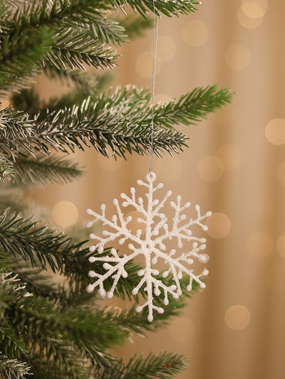 Ёлочные игрушки набор 6 шт. «Зимнее волшебство. Снежинка тоненькая», d=8 см, белый