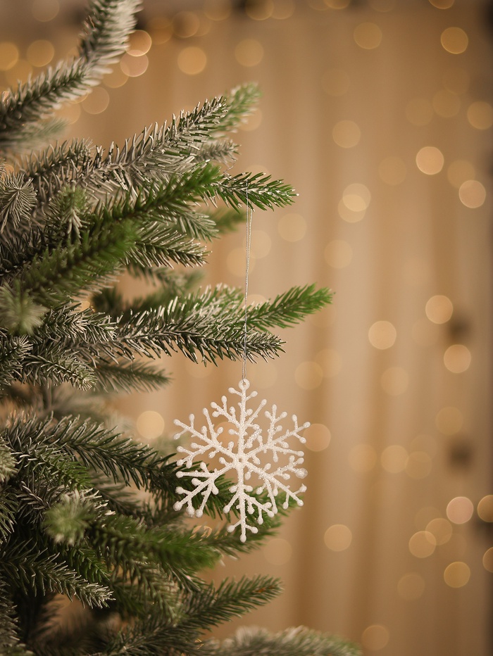 Ёлочные игрушки набор 6 шт. «Зимнее волшебство. Снежинка тоненькая», d=8 см, белый - Фото 1