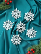 Ёлочные игрушки набор 6 шт. «Зимнее волшебство. Снежинка узорная», d=7 см, белый - Фото 3