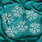 Ёлочные игрушки набор 6 шт. «Зимнее волшебство. Снежинка тоненькая» пластик, d=14 см, белый - Фото 1