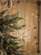 Ёлочные игрушки набор 6 шт. «Зимнее волшебство. Снежинка тоненькая» пластик, d=14 см, белый - Фото 1