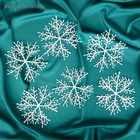 Ёлочные игрушки набор 6 шт. «Зимнее волшебство. Снежинка тоненькая» пластик, d=14 см, белый - Фото 2