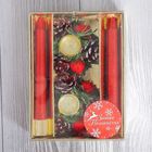 Свеча новогодняя с подсвечником «Блеск», набор 4 шт., 3.5×11×15 см, красная - Фото 2