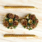 Свеча новогодняя с подсвечником «Мерцание», набор 4 шт., 5×15×21 см, золотистая - Фото 2