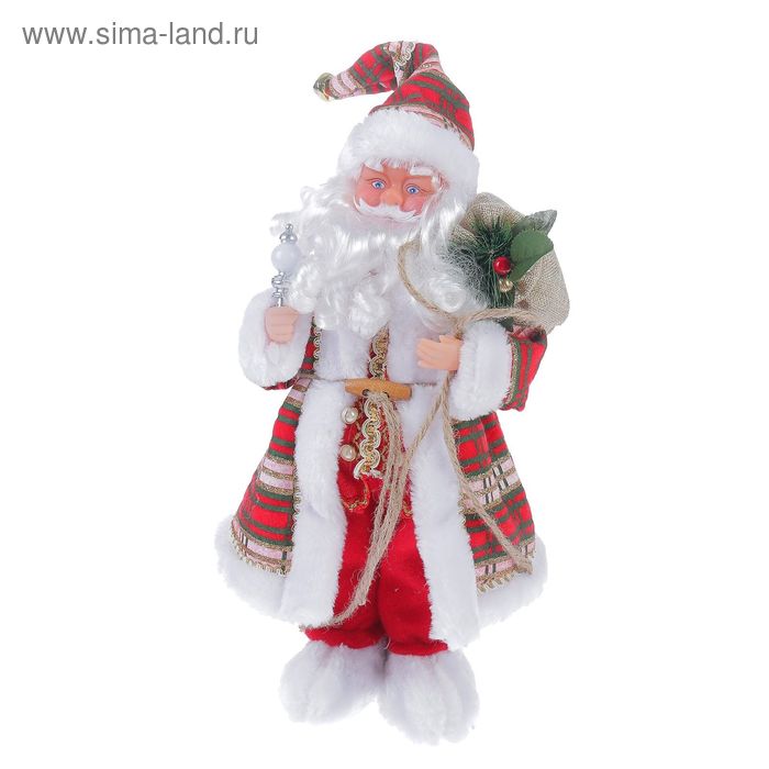 Дед Мороз в разноцветной шубе (рус.мел) 35 см, свет
