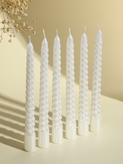 Набор свечей витых, 1.9×20 см, 6 шт., перламутровый металлик