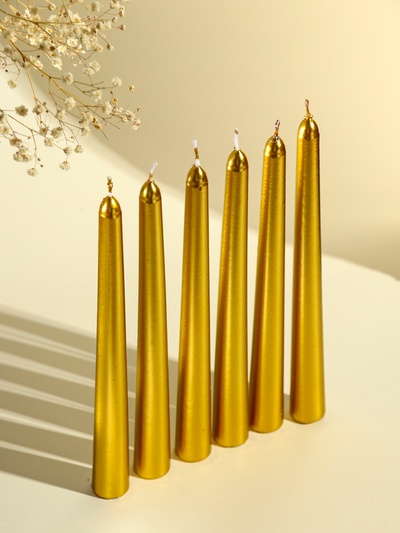 Набор свечей античных, 1.9×20 см, 6 шт., золотой металлик