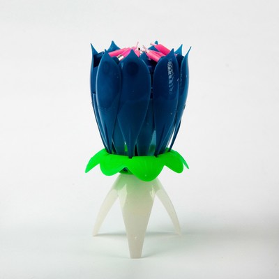 Свеча для торта музыкальная "Тюльпан", синяя, 12×5 см