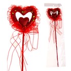 Сердце сувенирное на палочке блёстка d=8 см "Розы"вставка, красный - Фото 1