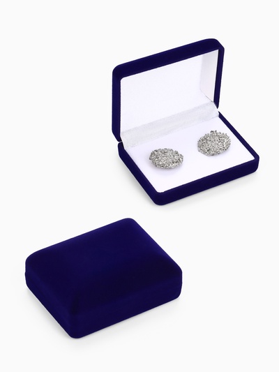 Футляр бархатный под серьги/запонки «Прямоугольник» 8×6×2,5, цвет серо-синий, вставка белая