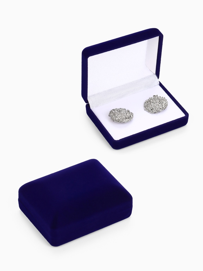 Футляр бархатный под серьги/запонки «Прямоугольник» 8×6×2,5, цвет серо-синий, вставка белая - Фото 1