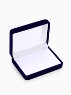 Футляр бархатный под серьги/запонки «Прямоугольник» 8×6×2,5, цвет серо-синий, вставка белая - Фото 3