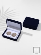 Футляр бархатный под серьги/запонки «Прямоугольник» 8×6×2,5, цвет серо-синий, вставка белая 2316462