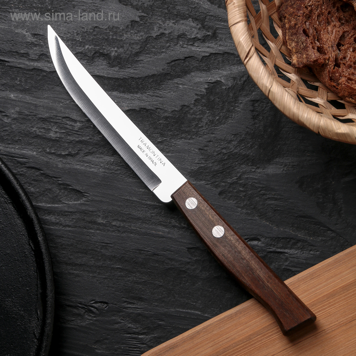 Нож для мяса Tramontina Tradicional, лезвие 12,5 см, сталь AISI 420, деревянная рукоять - Фото 1