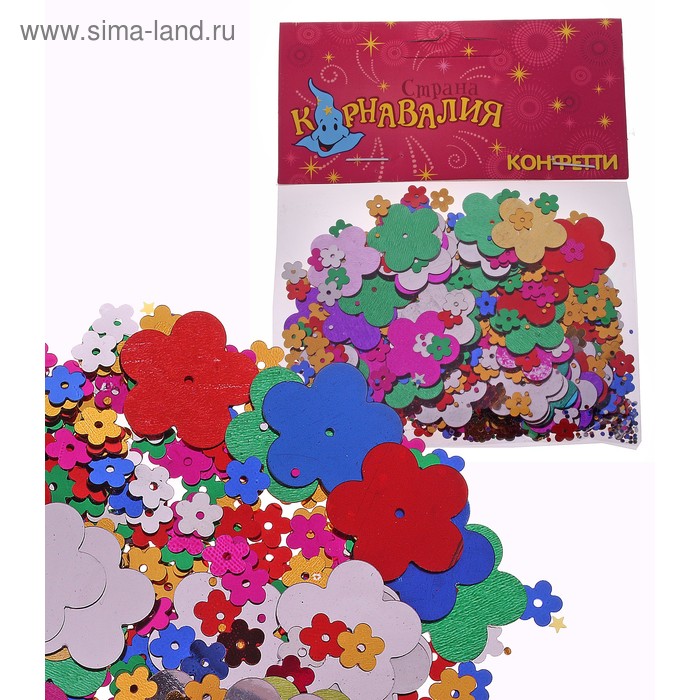 Карнавальное конфетти "Цветы", 2 размера, 14 гр - Фото 1