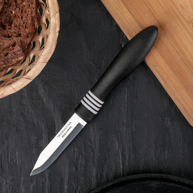 Нож для овощей Tramontina Cor&Cor, лезвие 7,5 см, сталь AISI 420, чёрная рукоять