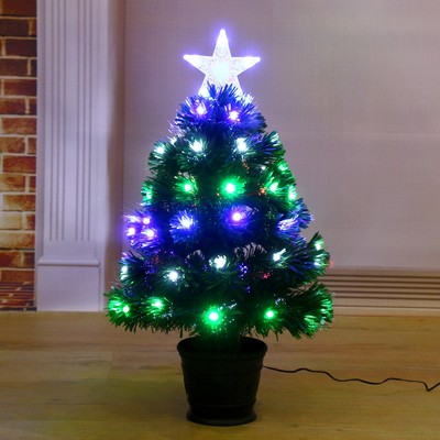 Искусственная ёлка с гирляндой Led настольная «Зимнее волшебство. Свечение», 60 см , d нижнего яруса 35 см, 55 ПВХ веток отгибаются