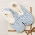 Носки-тапочки "Вязаные", размер 23-25, цвет голубой - Фото 1