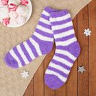 Носки махровые "Полоски", размер 19-21, цвет белый/фиолетовый - Фото 1