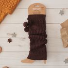 Гетры женские с помпонами, длина 40 см, цвет коричневый - Фото 5