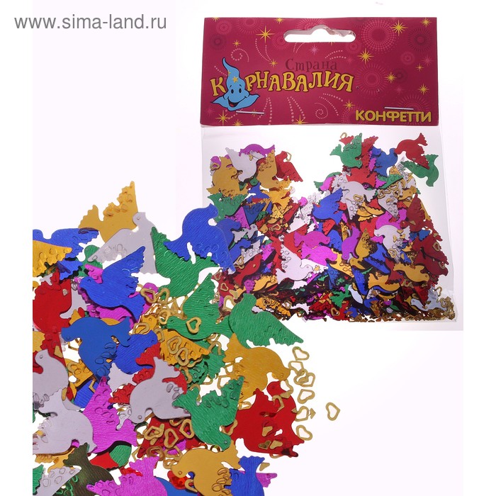 Карнавальное конфетти "Голуби и сердечки", 2 размера, 14 гр - Фото 1