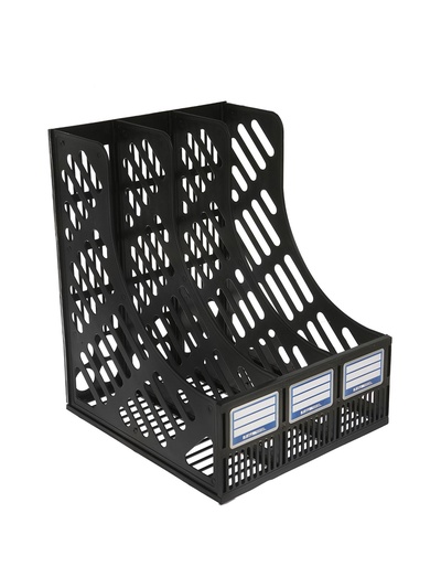 Лоток вертикальный, 3-х секционный, разборный, чёрный