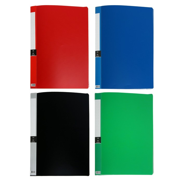 Папка А4, 60 прозрачных файлов, 400 мкм, МИКС - Фото 1