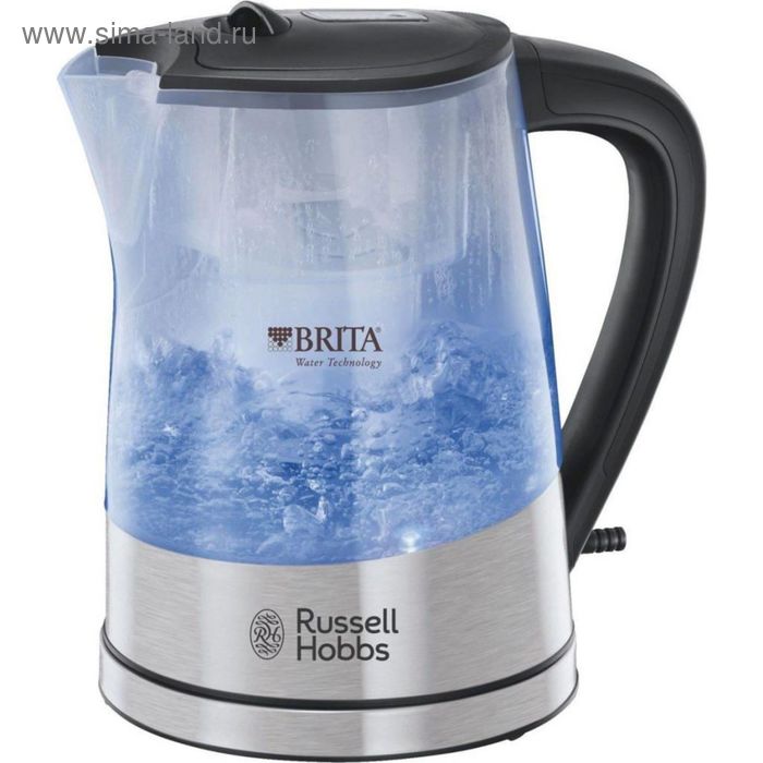Чайник электрический Russell Hobbs 22850-70, пластик 1 л, 2200 Вт, подсветка, серебристый - Фото 1