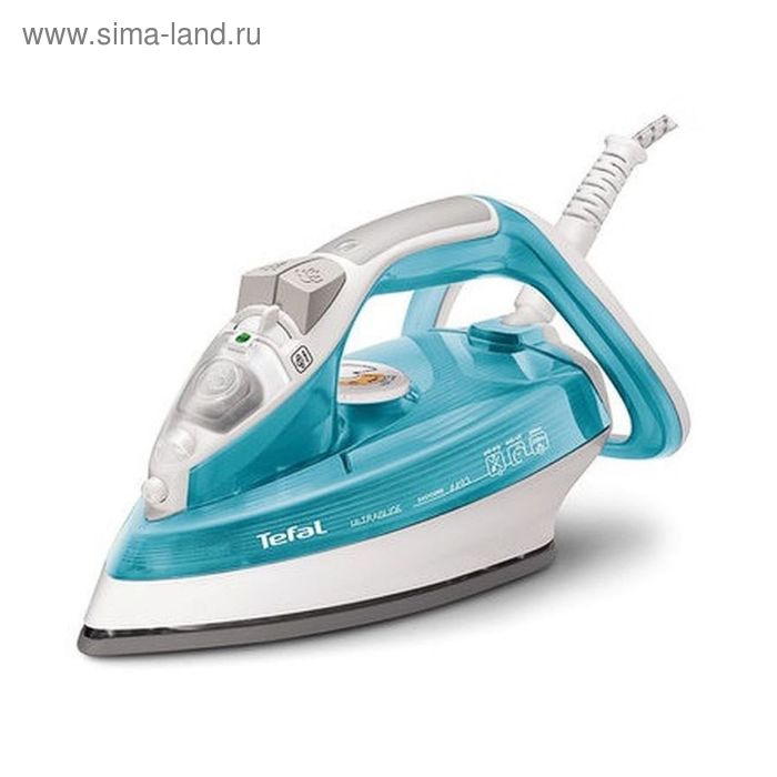 Утюг Tefal FV4493E0, 2300 Вт, керамическая подошва, вертикальное отпаривание, бело-голубой - Фото 1