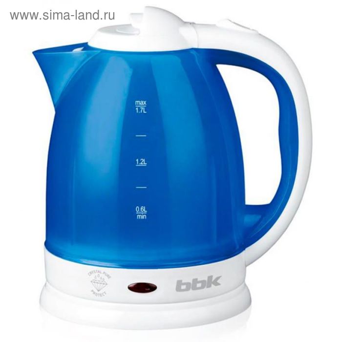 Чайник электрический BBK EK1755 P, пластик, 1.7 л, 1500 Вт, бело-голубой - Фото 1