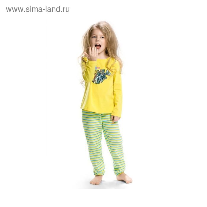 Пижама для девочек, рост 92 см, цвет жёлтый - Фото 1