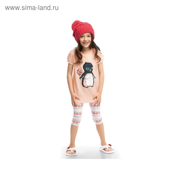 Пижама для девочек, рост 92 см, цвет персиковый - Фото 1