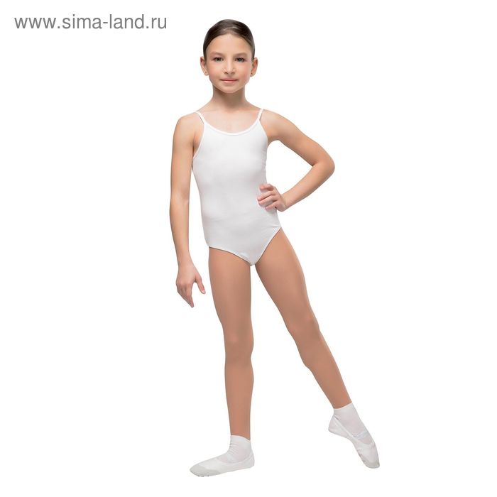 Купальник гимнастический"Адажио", без рукавов, размер 30, цвет белый - Фото 1