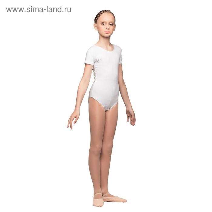 Костюм гимнастический "Мастер-класс-Лайт", с коротким рукавом, размер 30, цвет белый - Фото 1