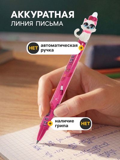 Стираемая ручка «Котики», гелевая, синий стержень, узел 0.5 мм, МИКС