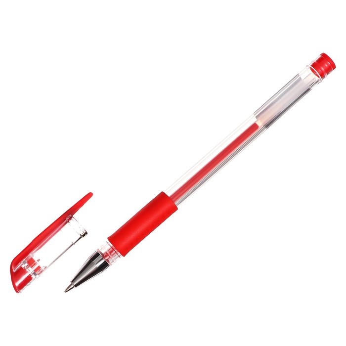 Набор 12 шт. Ручка гелевая 0.5 мм, красная, Calligrata, корпус прозрачный с резиновым держателем