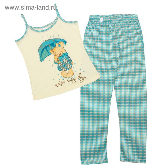 Пижама женская (майка, брюки), цвет голубой, размер 44 - Фото 1