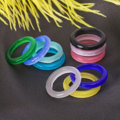 Кольцо гранёное «Кошачий глаз» 5мм, цвет МИКС, размер МИКС (17-20)