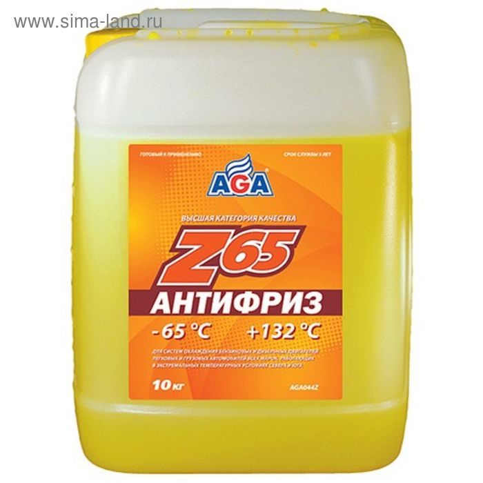 Антифриз AGA желтый -65С/+132С готовый 10 кг - Фото 1