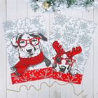 Набор полотенец "Стильные собаки" 61*37 см - 2шт, 100% хлопок, 160 г/м2, ваф.полотно - Фото 1