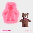 Молд Доляна «Мишка», силикон, 8×6,5 см, цвет розовый - Фото 1